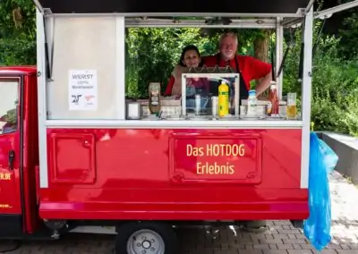 Hotdog-Schleuder Fingerfood Catering Foodtruck Pulled Pork Chili con Carne