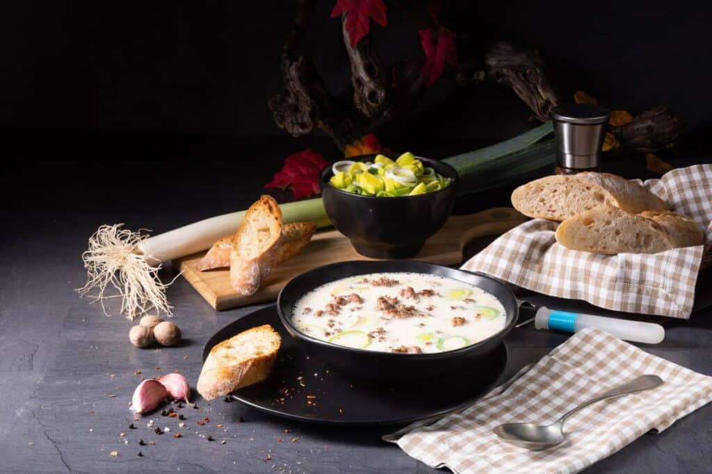 catering suppen hackfleisch kaese lauch suppe