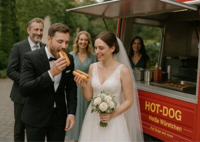 brautpaar hotdog catering stand mieten