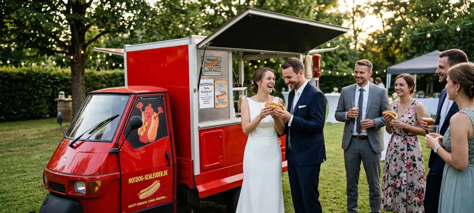 Hotdog-Schleuder beim Hochzeitscatering