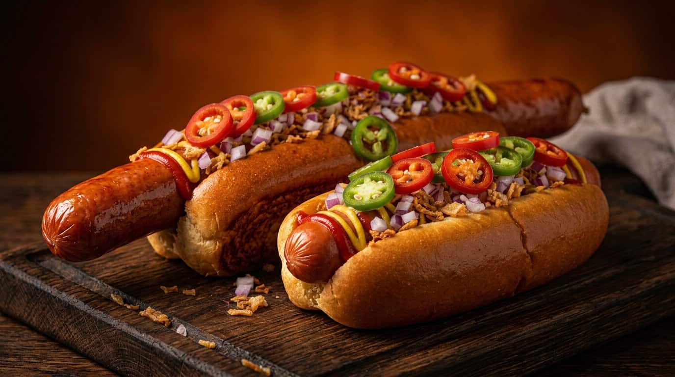 Jumbo Hotdog und klassischer Hotdog als Kombination mit Suppen Catering