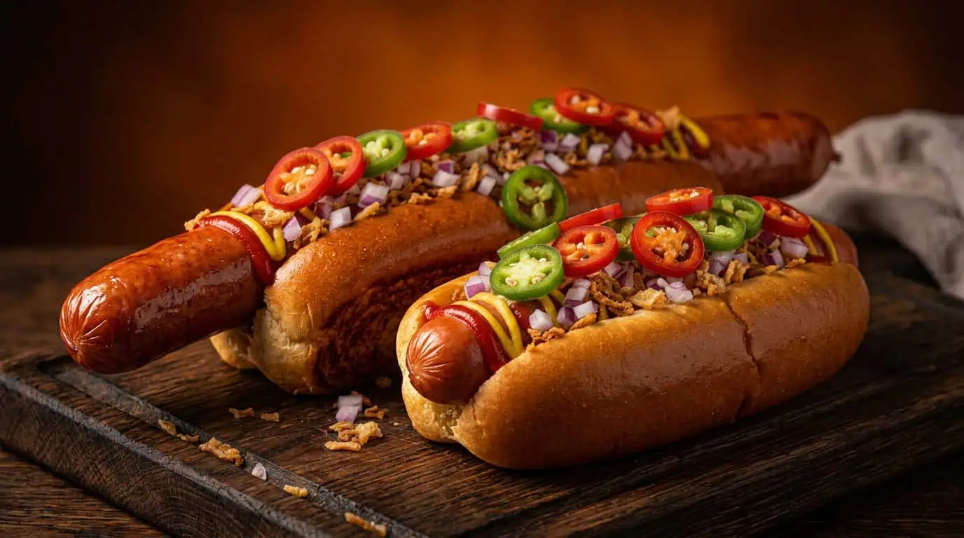 Jumbo Hotdog und klassischer Hotdog als Kombination mit Suppen Catering