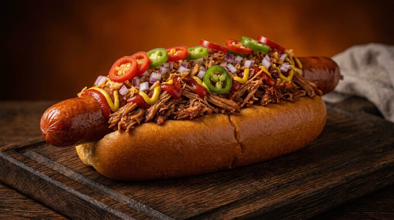 Loaded Hotdog mit Pulled Pork