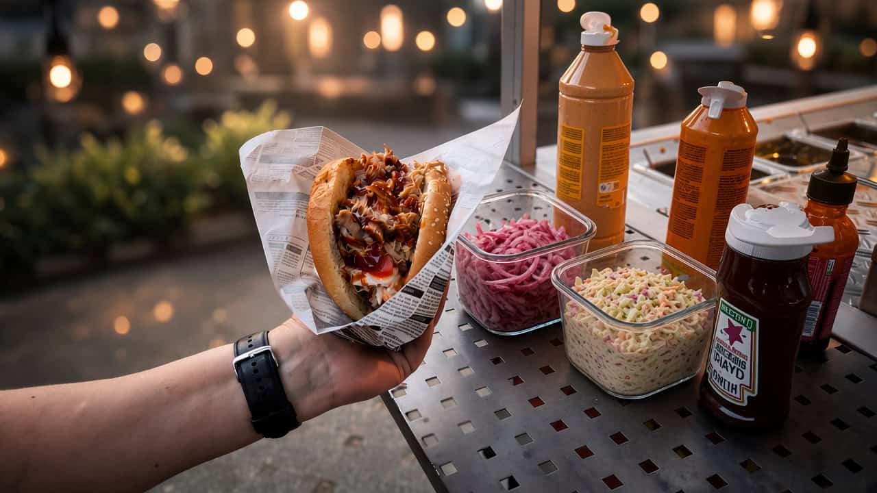 Pulled Pork mit Toppings beim Foodtruck Catering Frankfurt