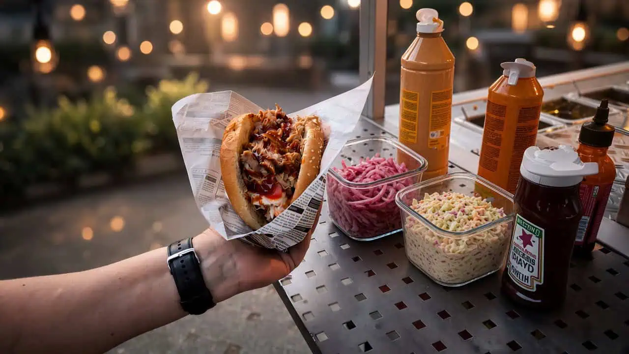 Pulled Pork mit Toppings beim Foodtruck Catering Frankfurt